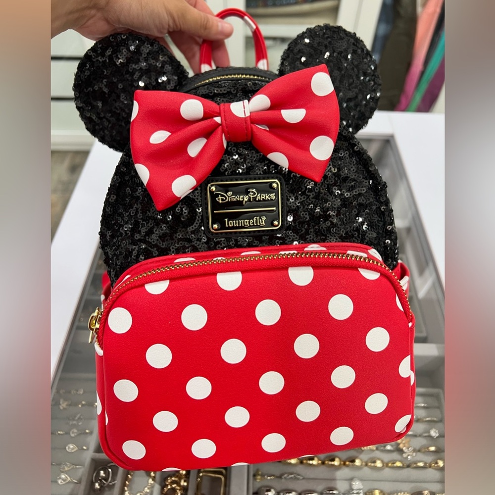 Loungefly Disney Parks Minnie Mouse Classic Polka Dot Mini Backpack NWT